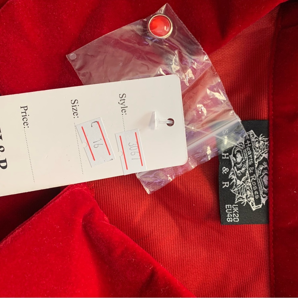 NWT Hearts & Roses London Red Velvet Tea Length Dress Size 16 US - Picture 9 of 14